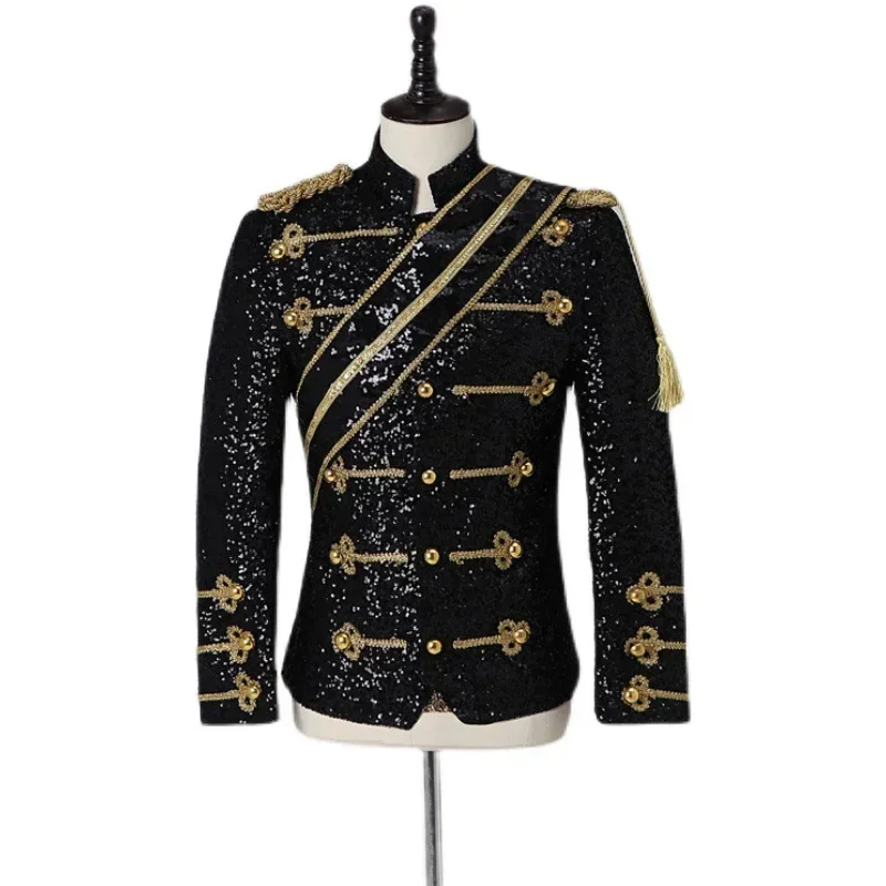 New Michael men clothing fashion slim MJ Michael Jackson coat dance Sequins suit jacket stage singer costumes coaplay costume