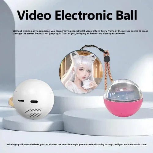 Bola de cristal de vídeo 3D, lámpara de bola de cristal artística con memoria artesanal, pantalla de píxeles esféricos, pantalla de 2,7 pulgadas, reproductor de vídeo de 4GB para regalo