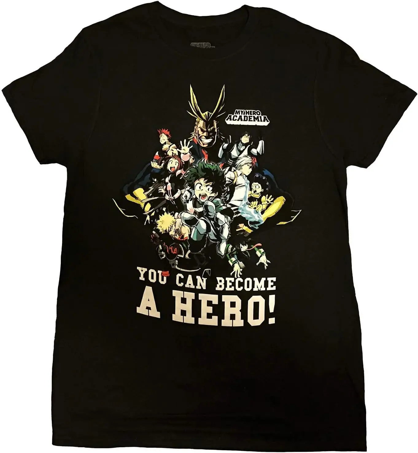 My Hero Academia T-Shirt - All Might, Midoriya, Bakugo, Todoroki Group Men's Black Tee Shirt