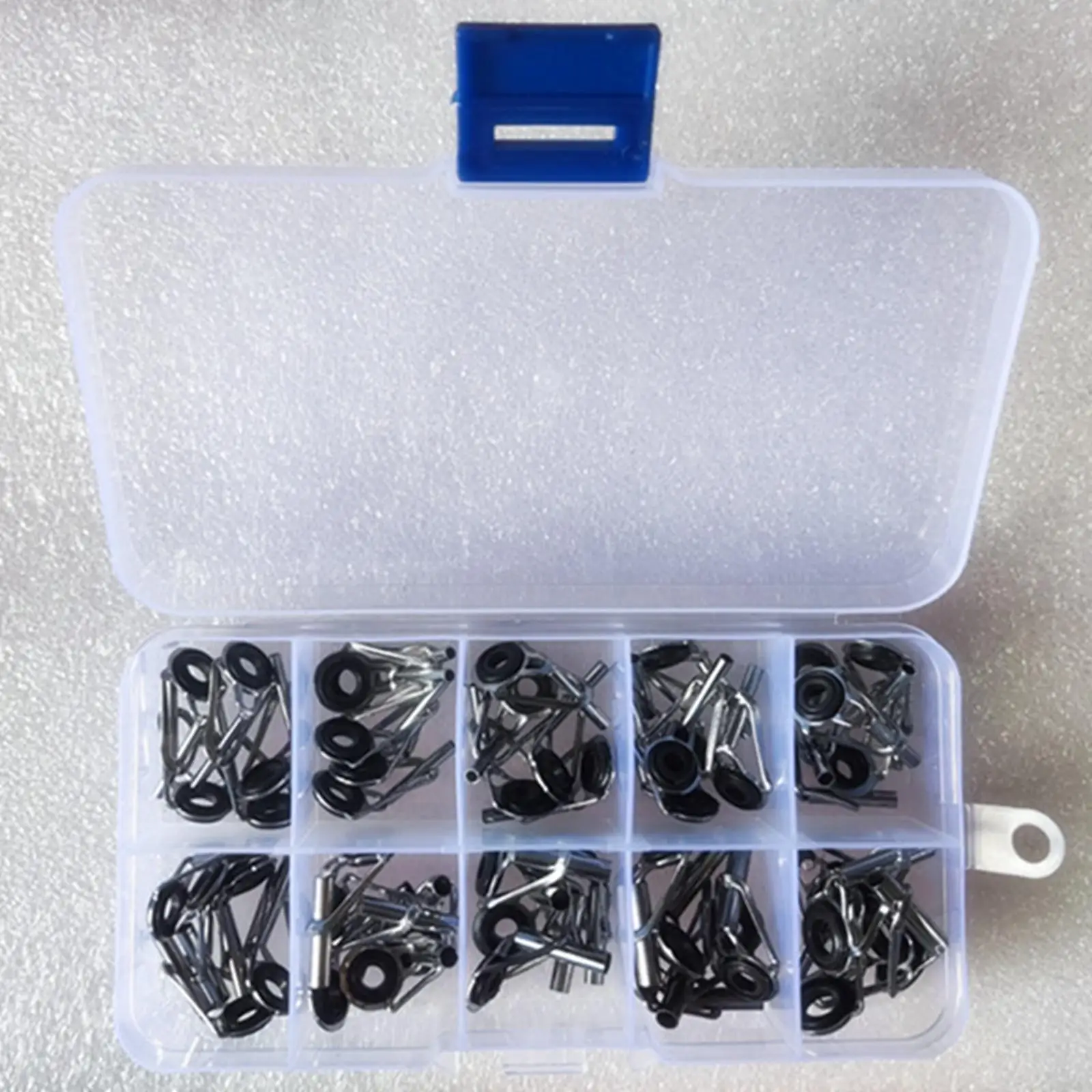 50 Pieces Fishing Rod Tips Guides Top Ring Mixed Size in A Box Practical Tip Ring Eye Guides for Sea Casting Rod Rebuilding