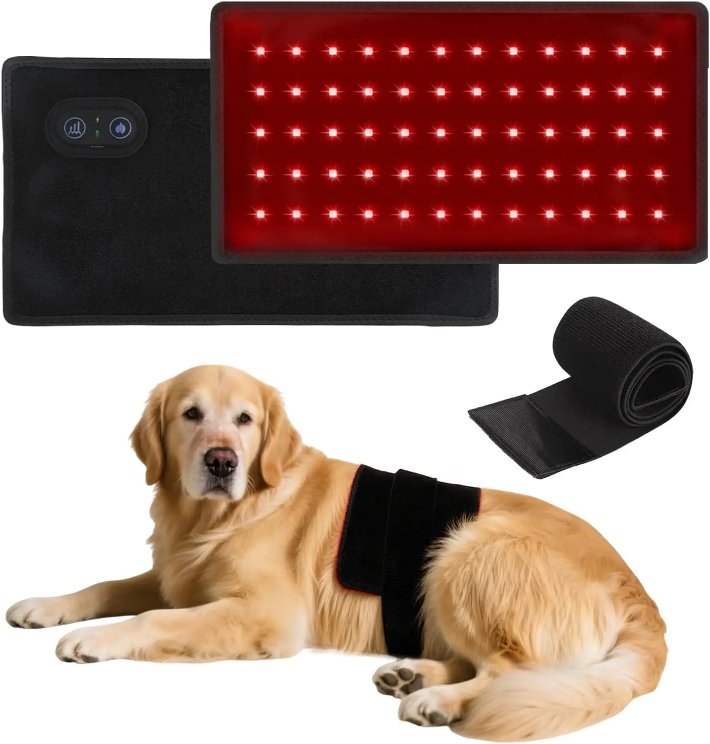 Red Light Therapy Belt for Dogs and Pets, 660&850 nm Hip and Joint 60 LEDs Pad Hip, Back, Waist and Joint Care for Dogs And Pets