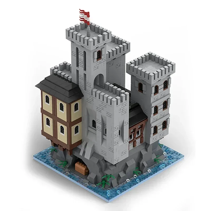 MOC-Briques de construction de modèle de réfrigérant militaire, château sur la falaise, blocs modulaires technologiques, cadeaux de jouets de Noël, ensembles de bricolage, assemblage