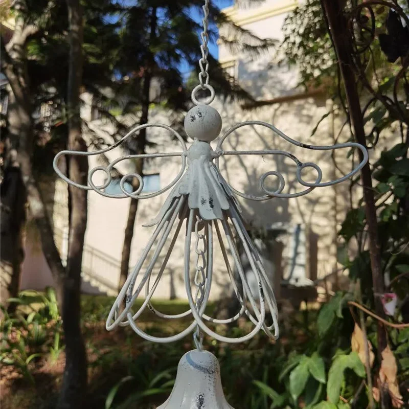 

American Style Rural Wind Chimes Vintage Iron Art Aeolian Bells Garden Do Old Hanging Ornaments Creative Angel Decoration