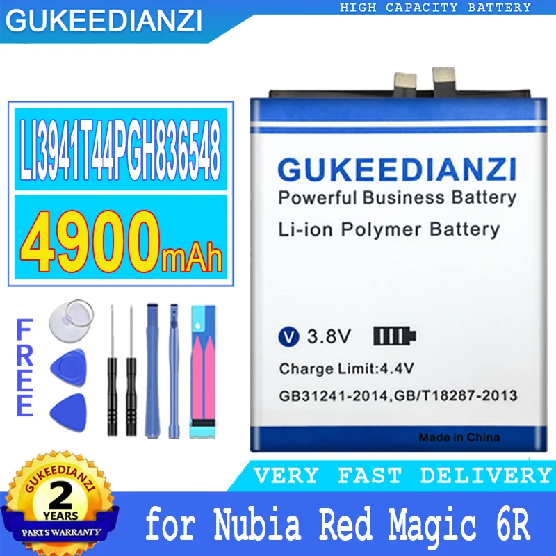 

4900mAh GUKEEDIANZI Battery LI3941T44PGH836548 for ZTE Nubia Red Magic 6R Big Power bateria