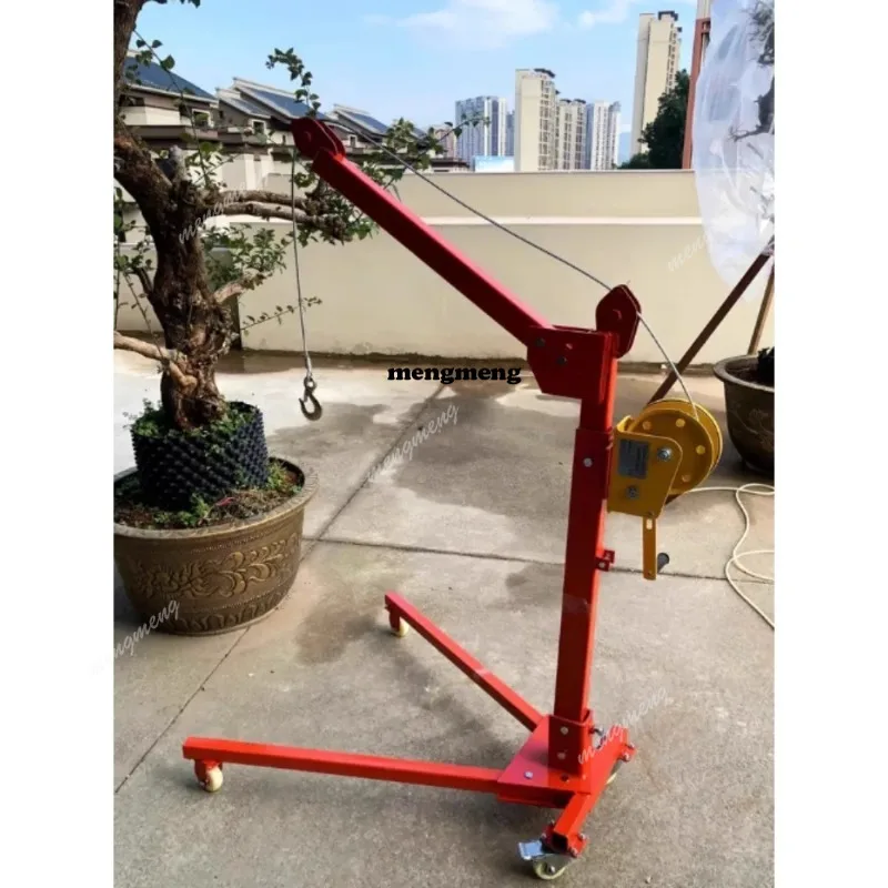 Portable small crane folding hand crank household electric lifting hoist