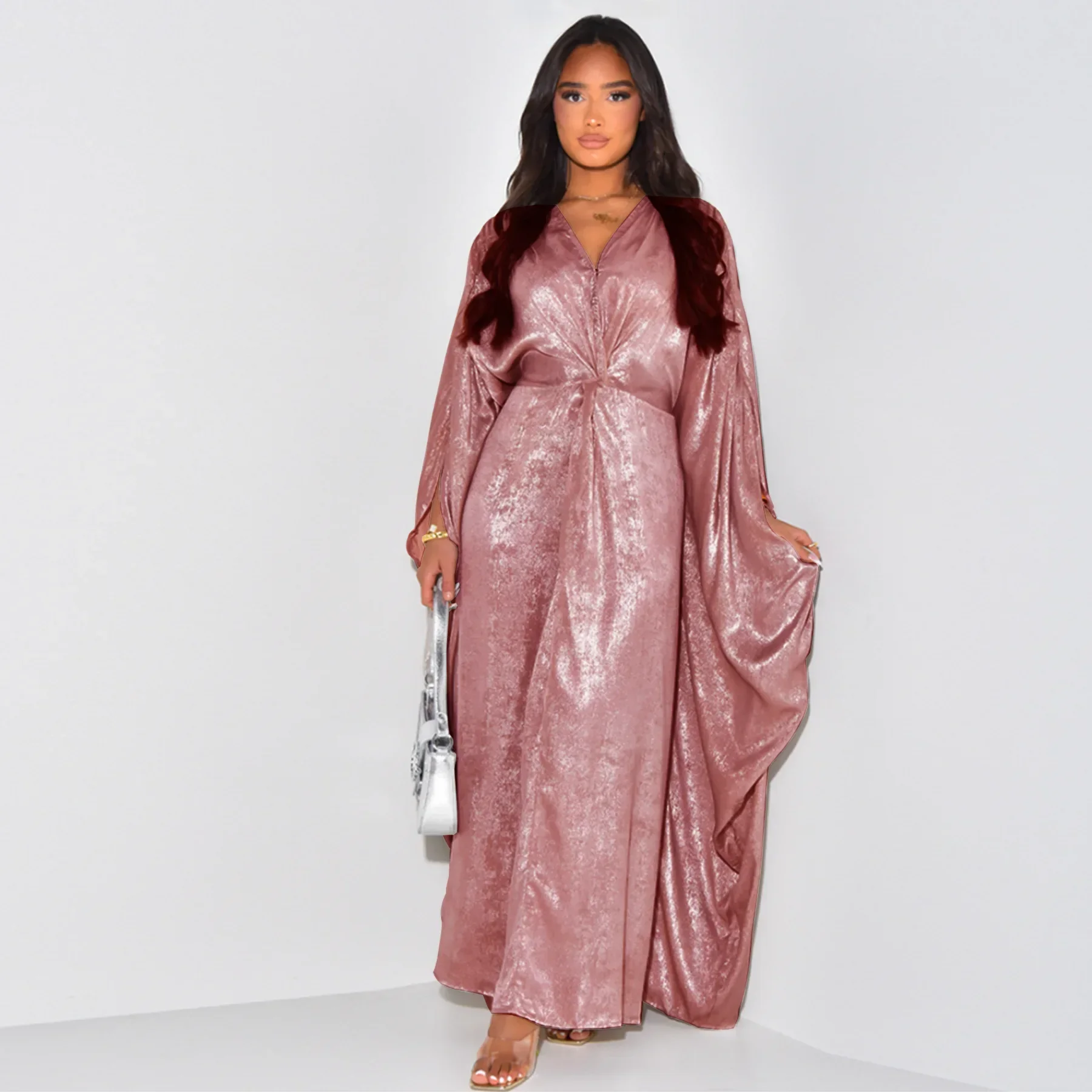 Eid Ramadan Shiny Abayas for Women Batwing Party Dress Luxury Dubai Kaftan Muslim Robe Caftan Marocain Femme Djellaba Jalabiya