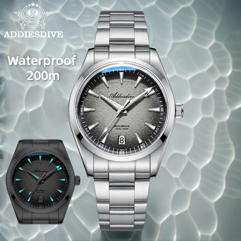 ADDIESDIVE Hot Sale Men Watch BGW9 Blue Luminous 316L Stainless Steel 10Bar Waterproof 8215 Movement Automatic Mechanical Watch