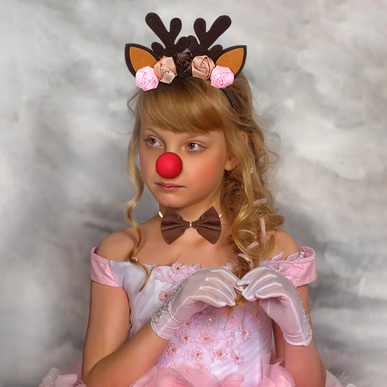 

1 Reindeer Set Soft Comfortable For Christmas Parties Holiday Gatherings Red Nose Reindeer Costume Accessories Animal Cosplay