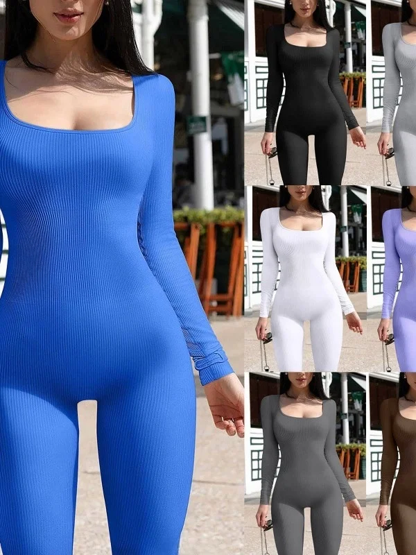 

Комбинезон Slim Fit Square Ne, длинный цвет свека, женские брюки с высокой талией, уличный повседневный цельный костюм