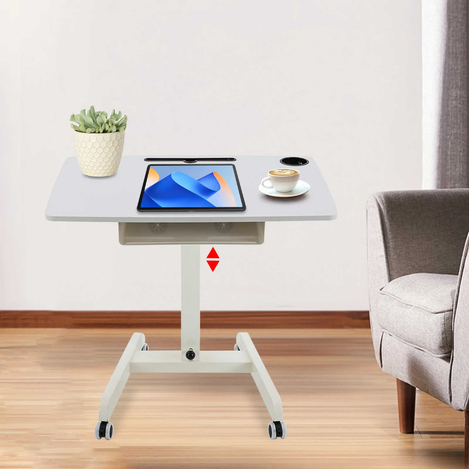Adjustable Standing Desk with Storage | 22"x32"x44" Mobile Workstation on Wheels