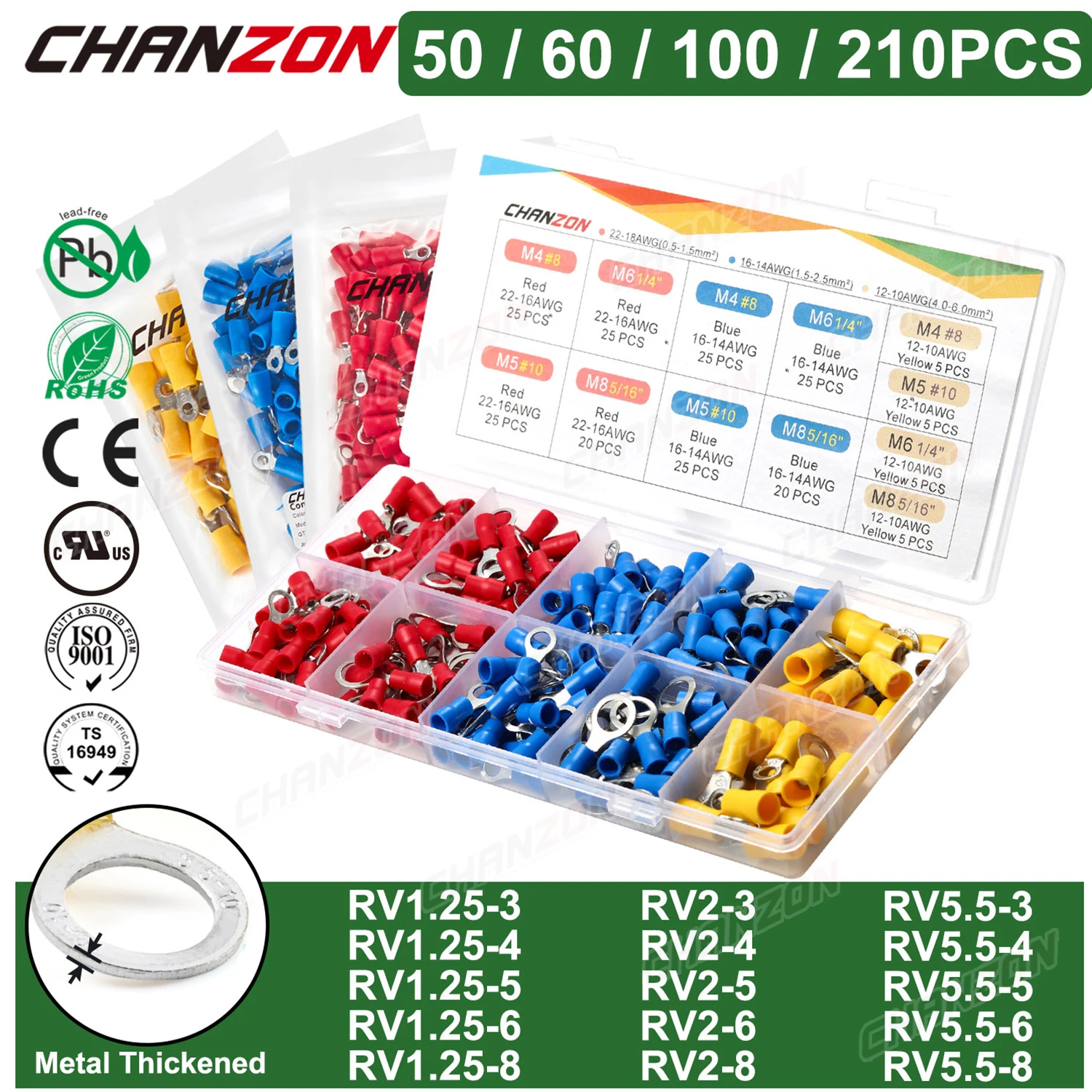 Rv1.25 Rv2 Rv5 22-10Awg Elektrische Ring Crimp Draht Terminals Steckverbinder Kabel Kit Isolierte Verkabelung Crimpzange Rot Blau Gelb – Detail 1