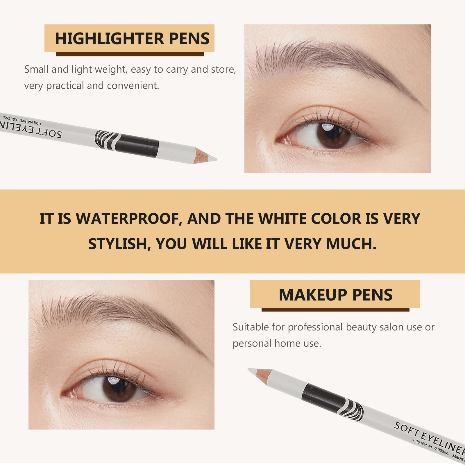 

12 Pcs Pencils White Highlighter Shadow Waterproof Embroidery Pen Eyeliner Pencils Plastic Practical for Eyes Makeup