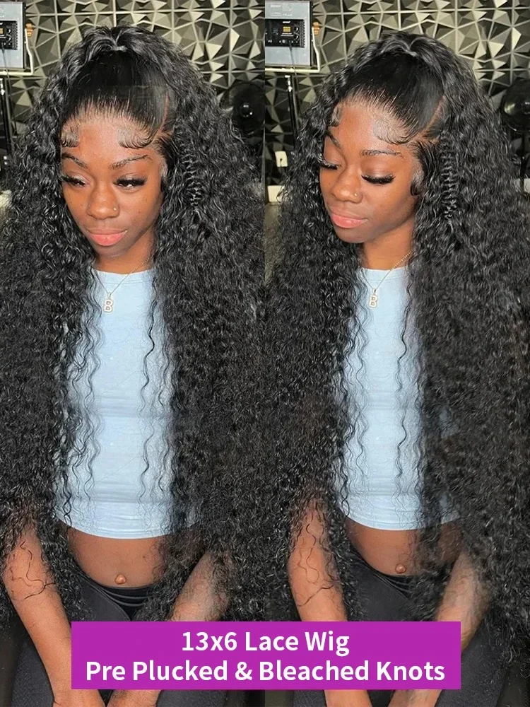 Water Wave 13x4 13x6 Lace Front Wigs Human Hair 250 Density Transparent Curly Wave Lace Front Wig 40 44 Inch Deep Wave For Women image 4