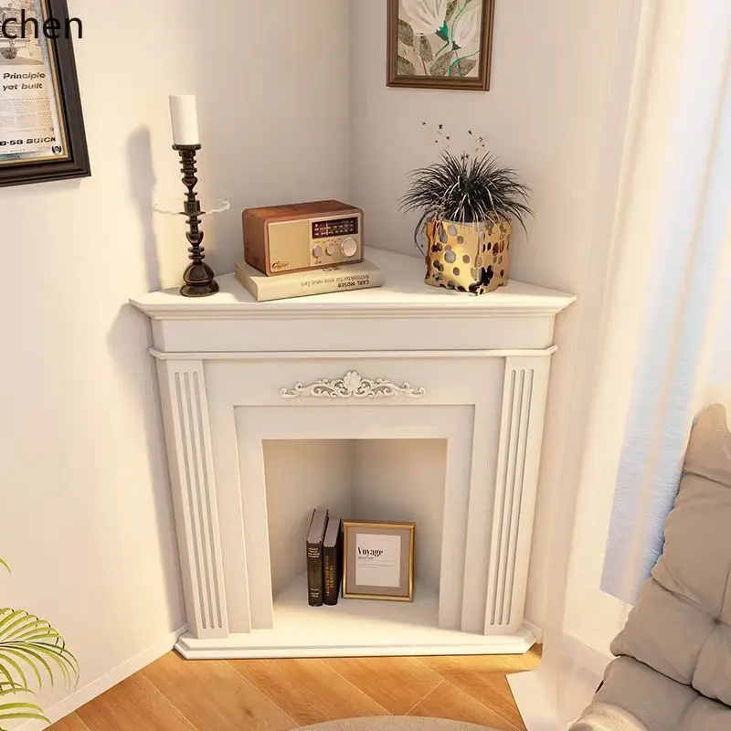 HXL Solid Wood Triangle Fireplace Decorative Cabinet Corner Entryway Cabinet Fireplace