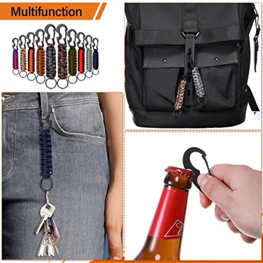 10 Buah Gantungan Kunci Paracord Survival Gantungan Kunci Tali Militer Pembuka Botol Tali Taktis 15 Cm 5.91ih