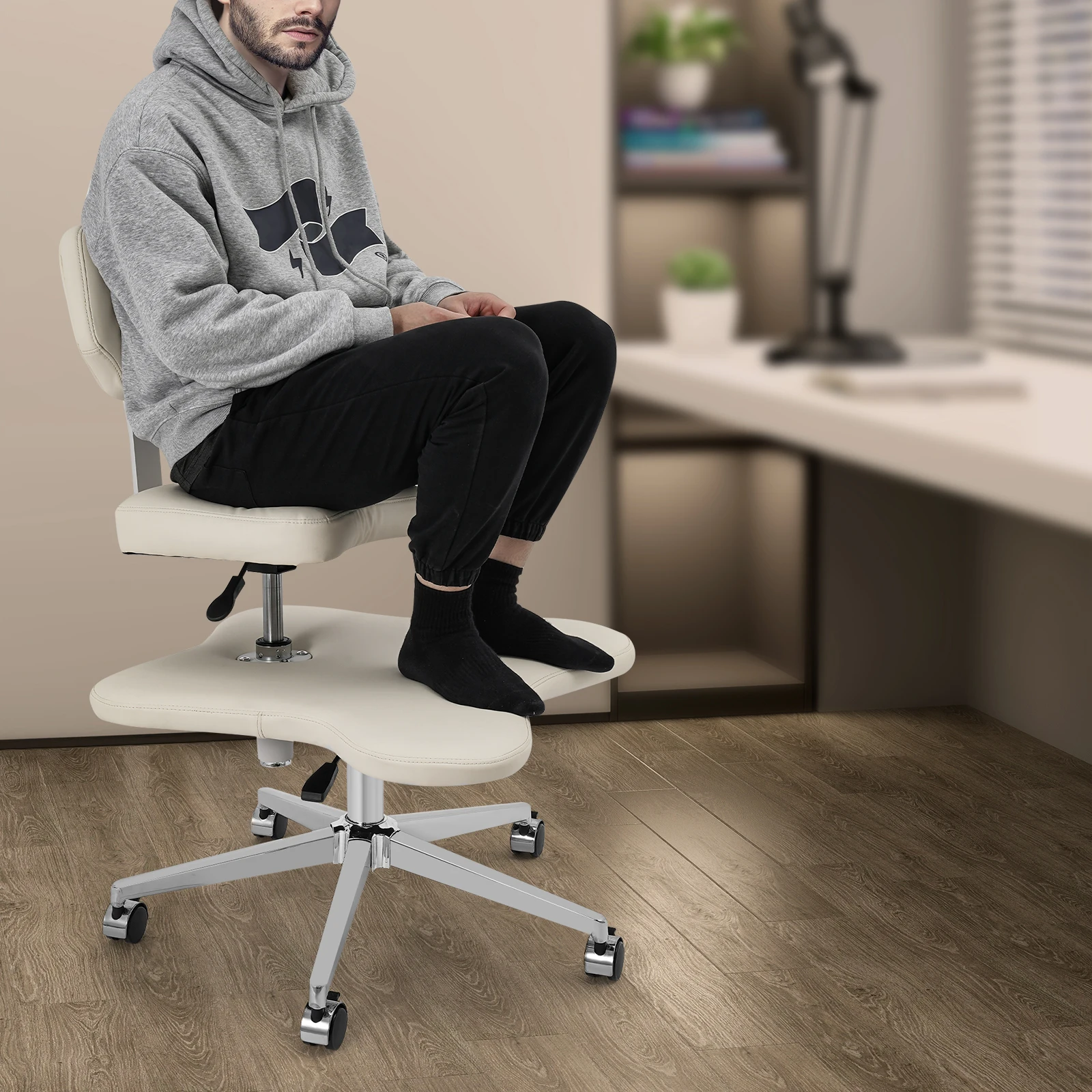 كرسي تأمل متقاطع الأرجل كرسي استرخاء مع عجلات ارتفاع مقعد قابل للتعديل لليوجا والعمل المكتبي تحسين الموقف