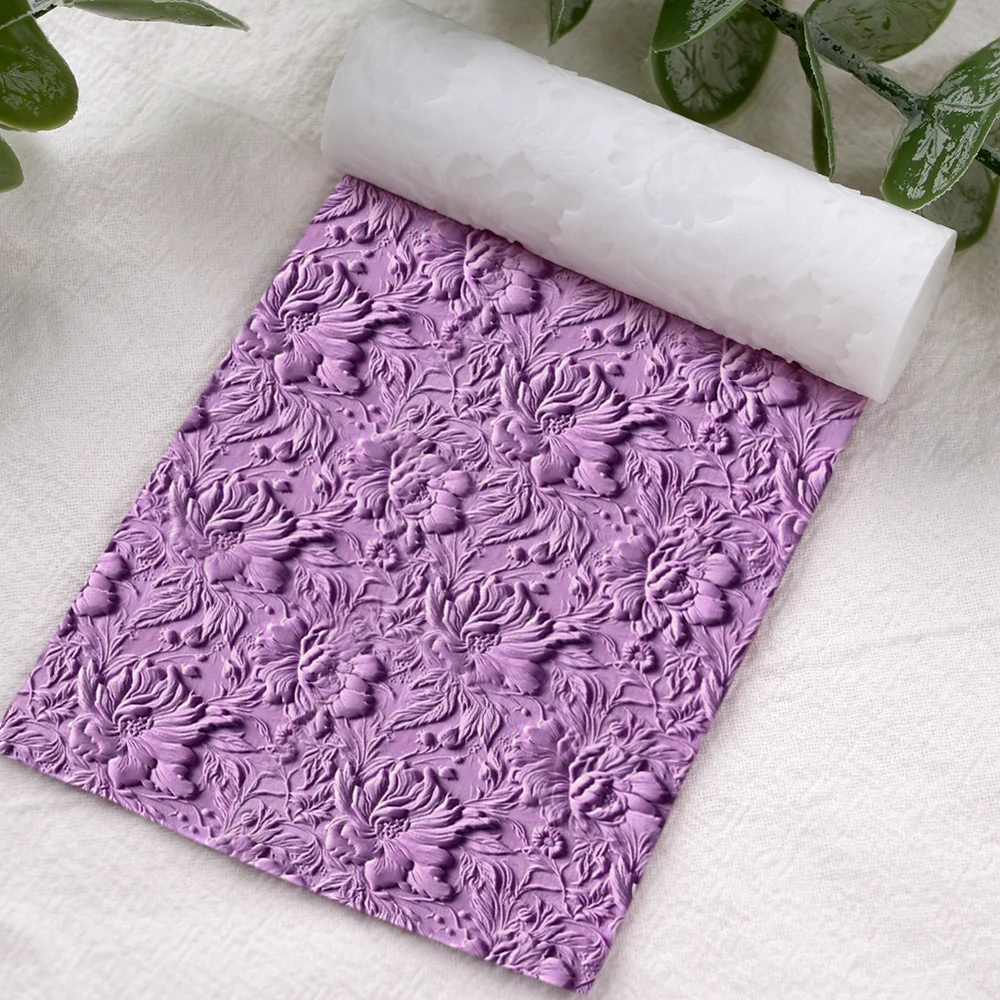 ลูกกลิ้งลายดอกไม้สไตล์วินเทจ ทำจากพลาสติกทนทาน สำหรับลายดอกไม้สไตล์วินเทจบนดินโพลิเมอร์ ใช้ทำต่างหู เครื่องประดับ งาน DIY