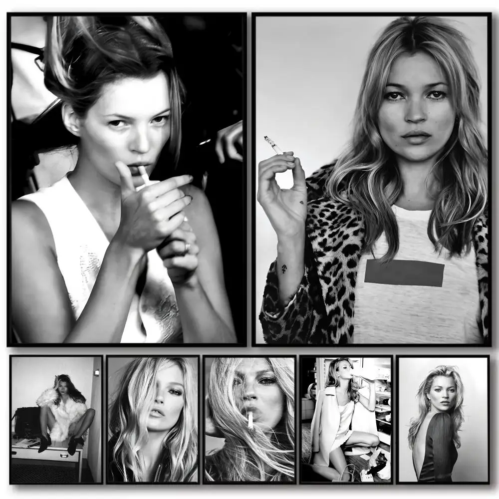 K-Kate Moss  Painting Calligraphy Cotton Canvas Wall Art Poster Quality Decor Painting for Living Room Home Decor