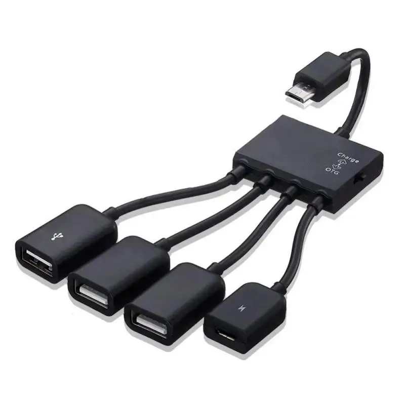 1/2/3PCS 4 Port Micro USB 2.0 HUB 4-IN-1 OTG Hub Power Adapter Cable support simultaneously Charging/data exchange for Android