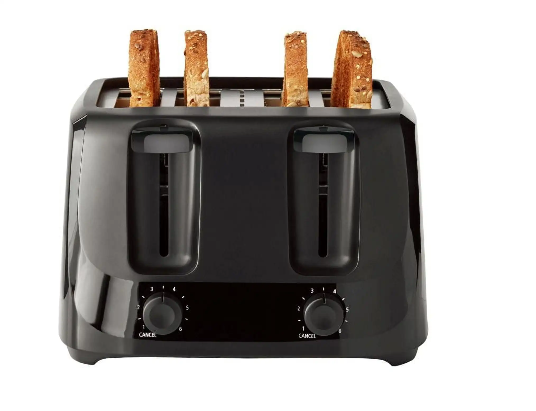 

4-Slice Toaster Black with 6 Shade Settings and Removable Crumb Tray, New