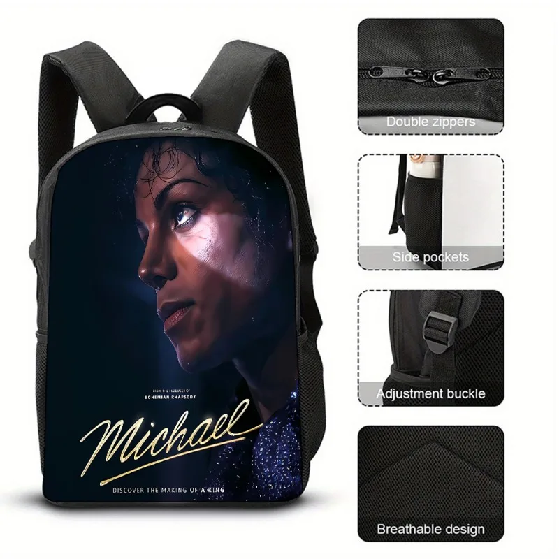 Michael Jackson Backpacks The King of Pop MJ Derivative Merchandise Schoolbag Women Men Portable Large Capacity Schoolbag Gifts image 5