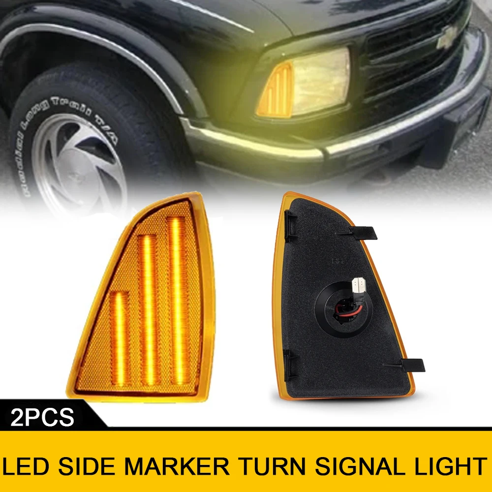 Car Front Bumper Side Marker LED Lights Turn Signal Amber Lamps For Chevrolet S10 Blazer Chevy S10 Pickup Truck1994-1997