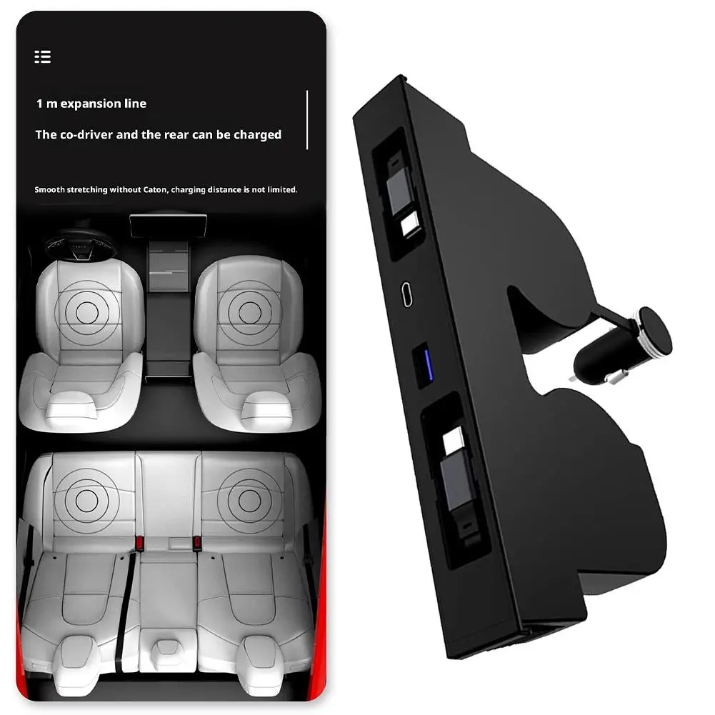 Hidden Center Console Docking Station for Tesla ModelY Juniper Telescopic Rope Charge Hub for Model 3 Highland O6L7