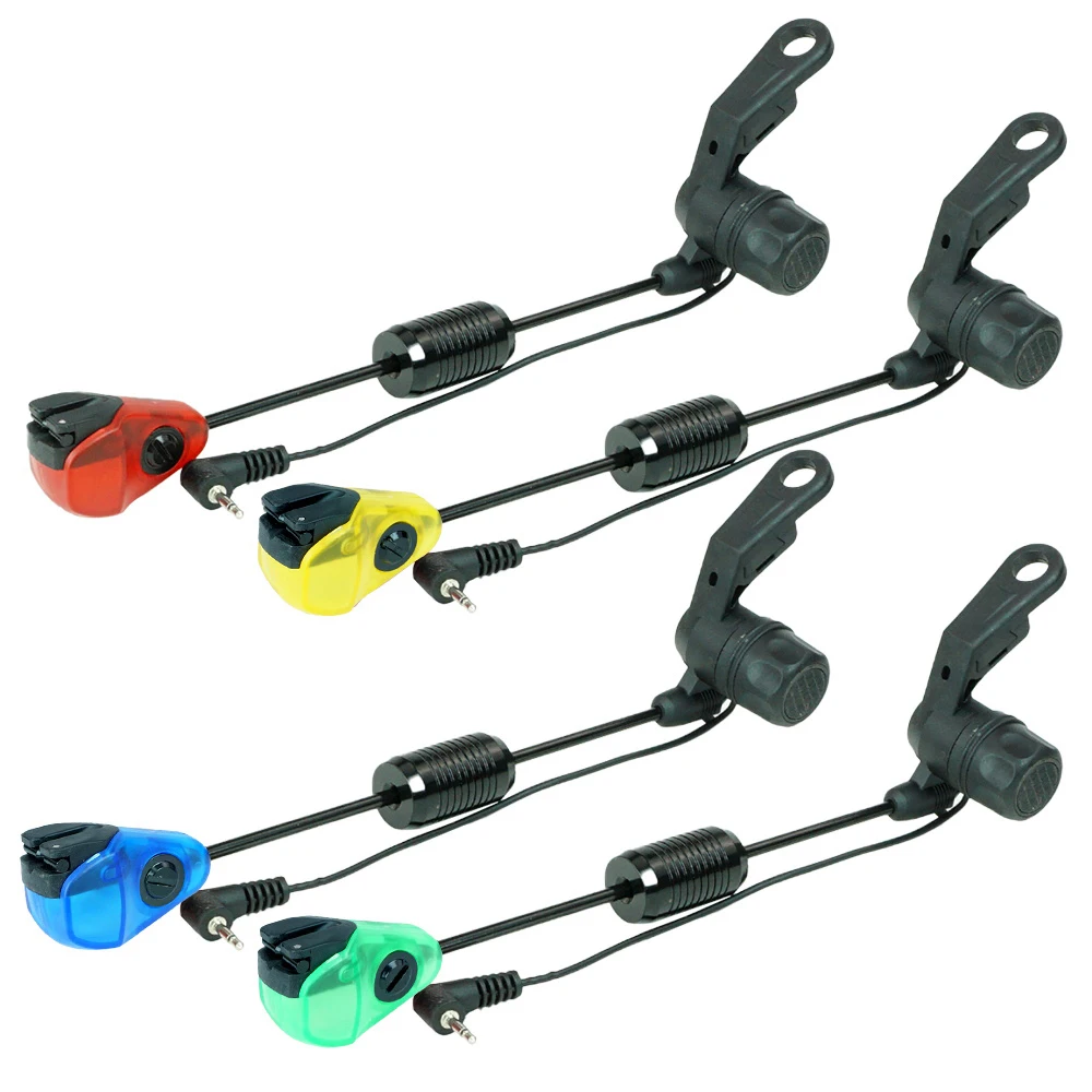 Hirisi 4 pièces alarme de morsure de pêche avec lumière LED et indicateur de balançoire-équipement de pêche à la carpe étanche B2036 pour la pêche de nuit avec étui
