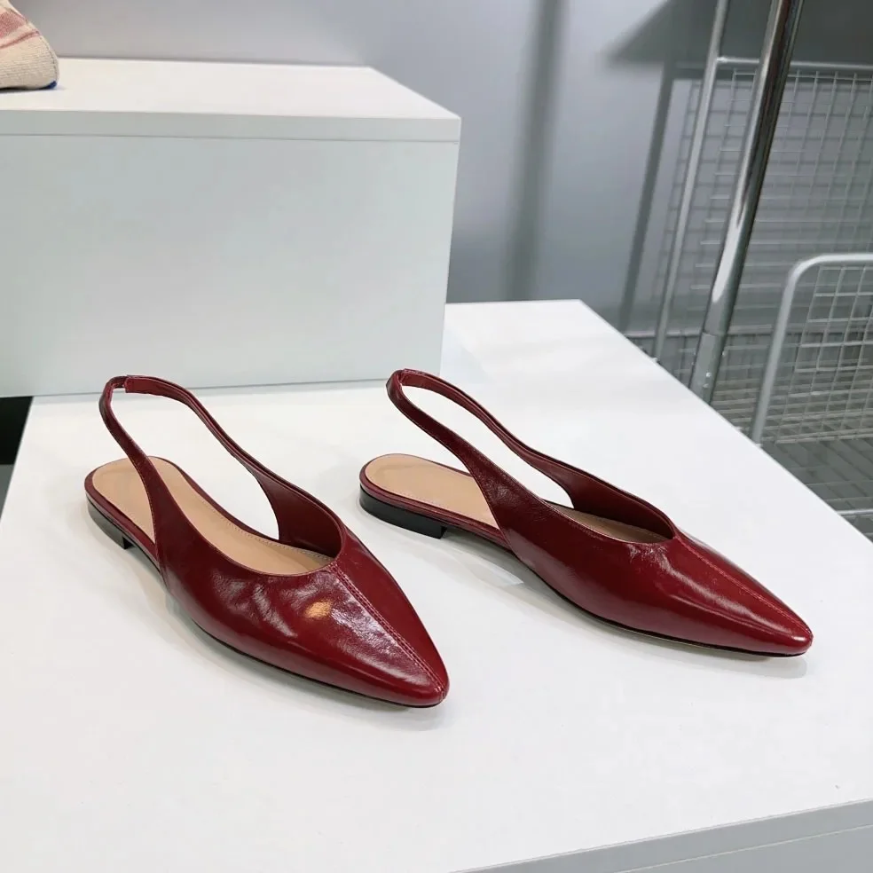 

2025 Spring Summer New Women Sandals Round Toe Women Shoes Back Strap Genuine Leather Concise Retro Shoes Woman Sapato Feminino