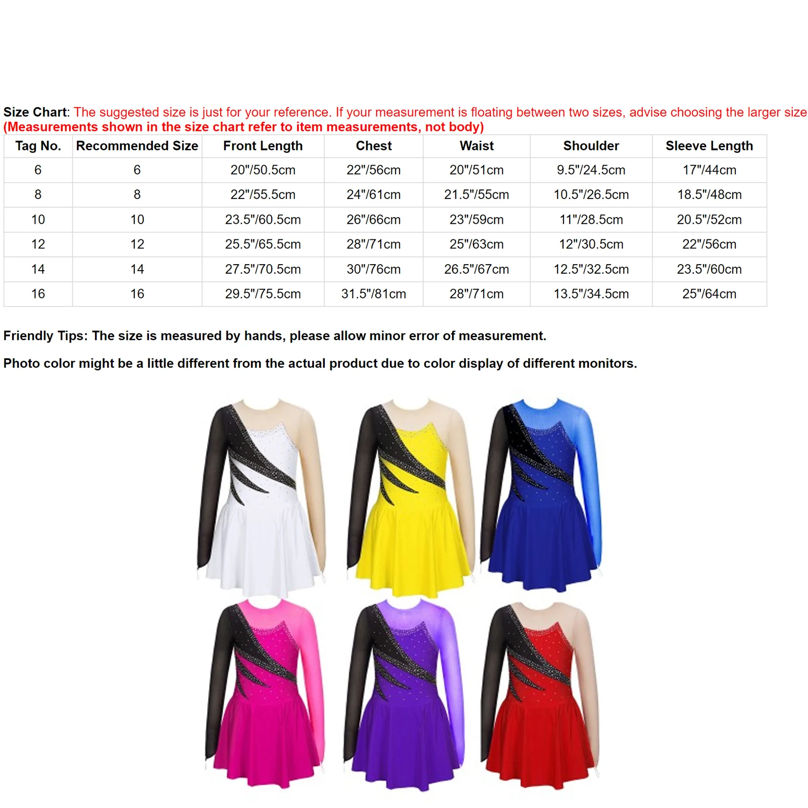 Kids Girls Ballet Tutu Dress Rhythmic Gymnastics Leotard Dance Wear Long Sleeve Rhinestone Figure Skating Roller Skating Costume