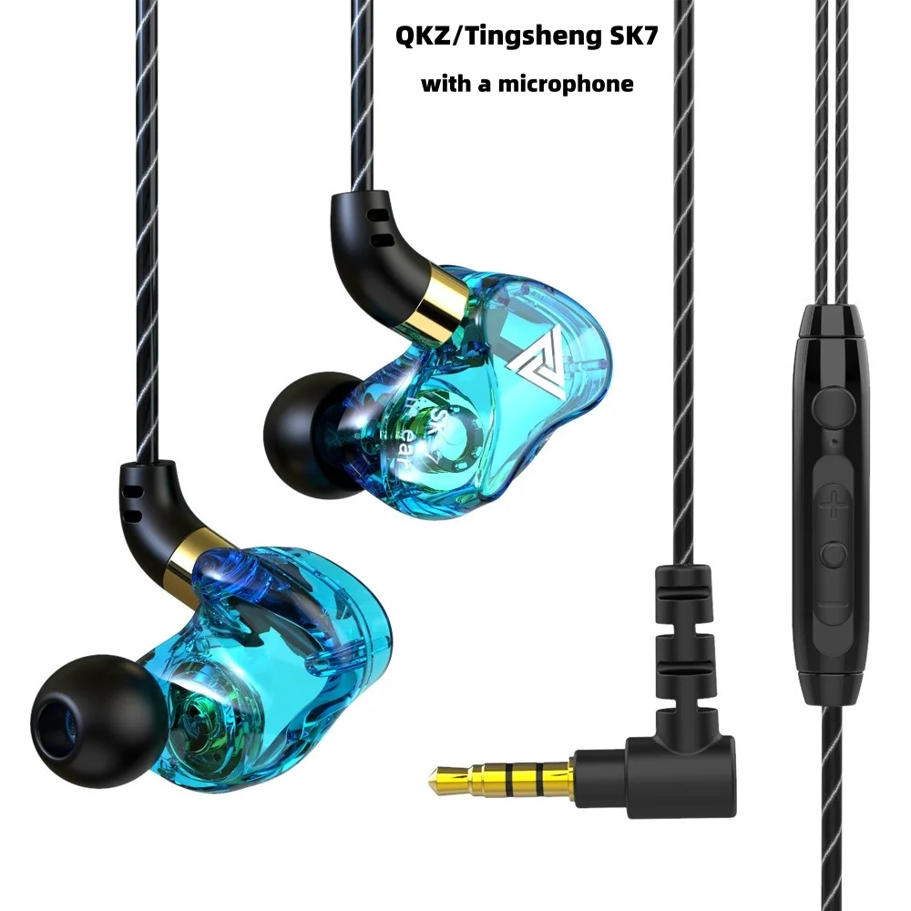 QKZ SK7 AK6 In Ear Earphone 6 Dynamic Driver Unit Headphone With Mic Stereo Sports HIFI Subwoofer Headset Monitor Earbuds
