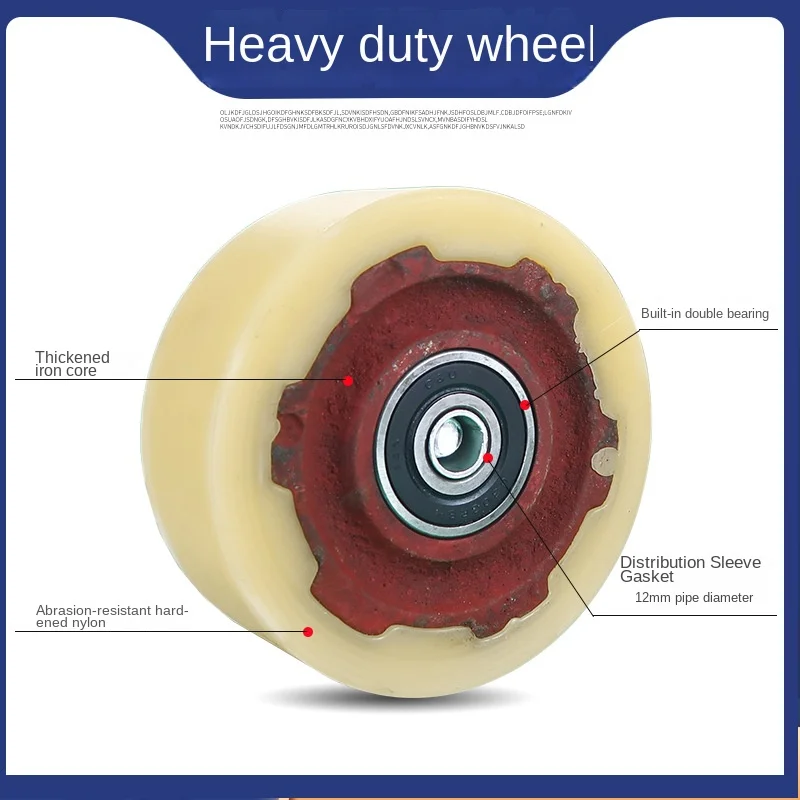 1 PC 8 Inch Heavy-Duty Flat Driver Caster with Iron Core And Nylon Wheel High Load Bearing Wear-Resistant for Push Applications
