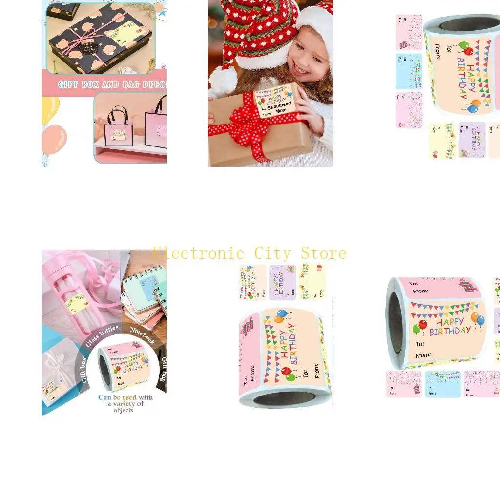 300Pcs Adhesive Wrapping Label 50x38mm Birthday Name Sticker for Scrapbooking Envelopes Candy Bag Wrapping Decoration HU8D