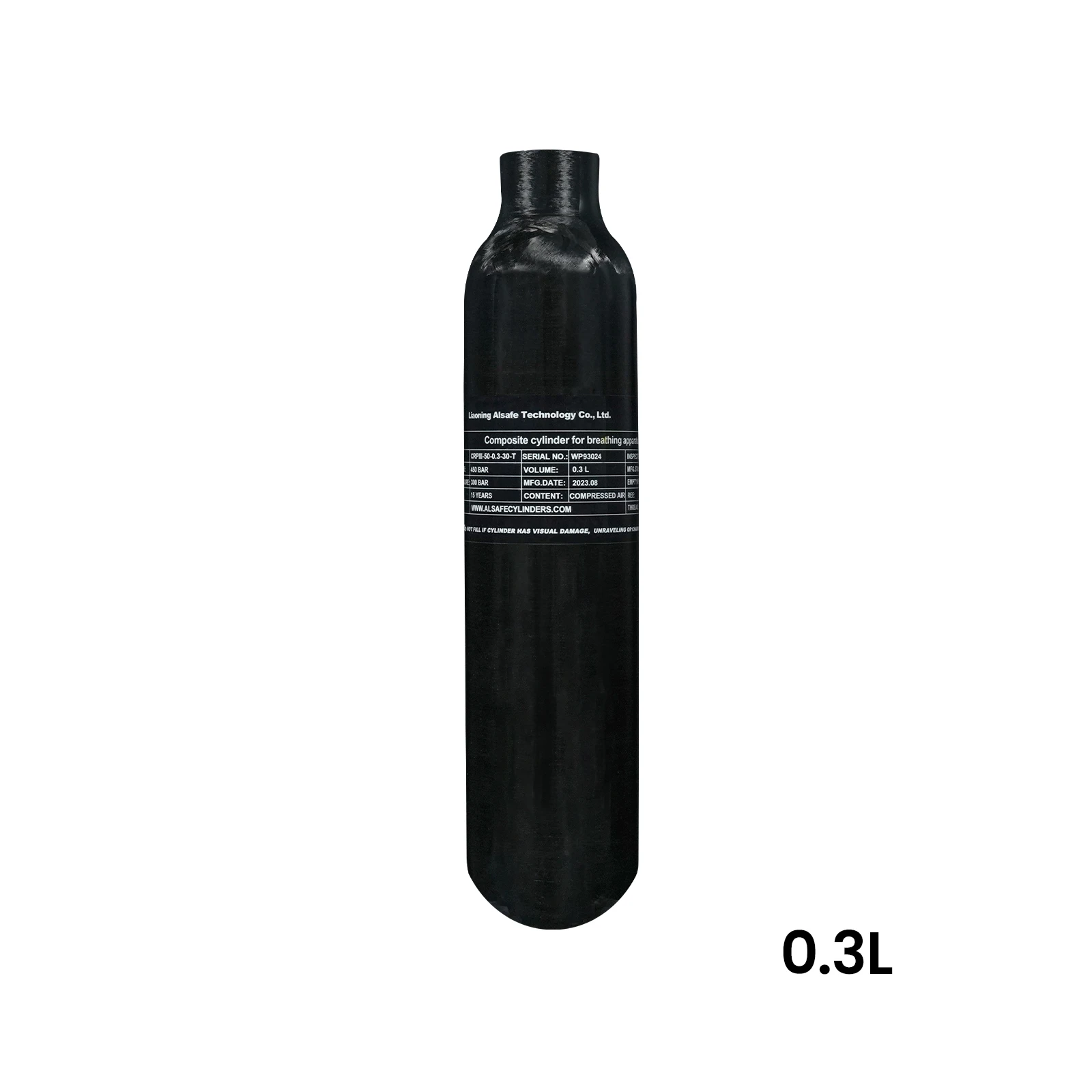 4500Psi 300Bar 30Mpa 0.3L 300cc Carbon Fiber Cylinder High Pressure Tank HPA Cylinder Diving Scuba M18*1.5