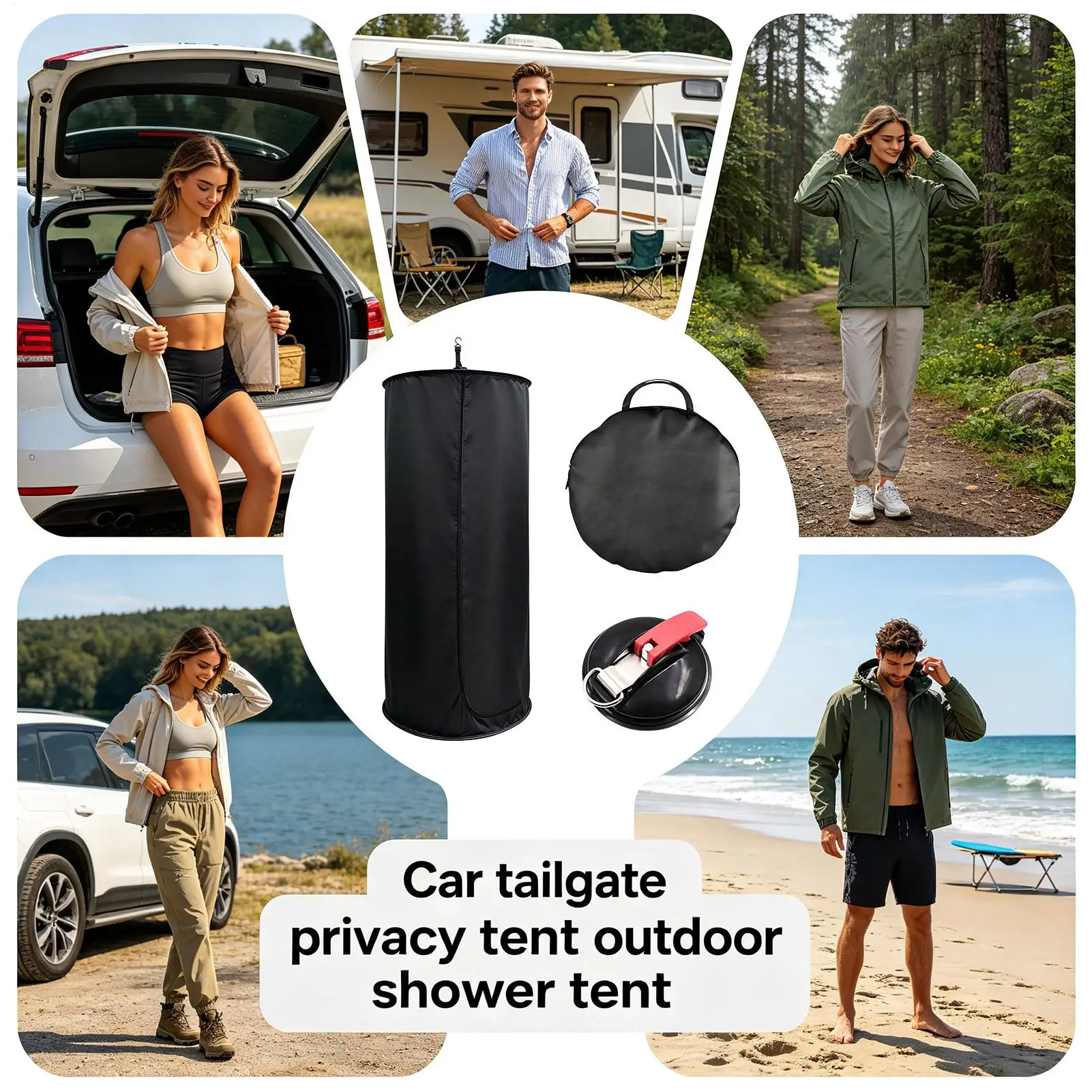Changing Tent for Car Waterproof Car Tailgate Dressing Room with Suction Cup Foldable Camping Shower Tent for SUV Camping