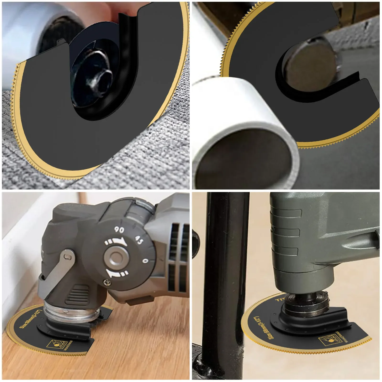 Hojas de sierra oscilantes bimetálicas recubiertas de titanio, multiherramienta, semicirculares, afiladas, de corte rápido, 3 piezas