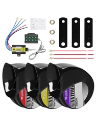 3-delige Luid Auto Hoorn Set Hoge/Midden/Lage Spoed Elektrische Slak Hoorn Waterdicht Met 8 Geluiden Hoorn Controller Voor Auto Truck
