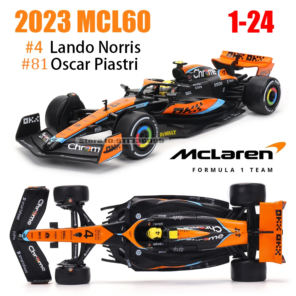 سلسلة ألعاب سيارة من سبيكة CCA ، فريق McLaren F1 MCL60 Lando Norris 81 No Oscar Piastri ، مقياس ، سلسلة جديدة ، مجموعة هدايا ، 4 #