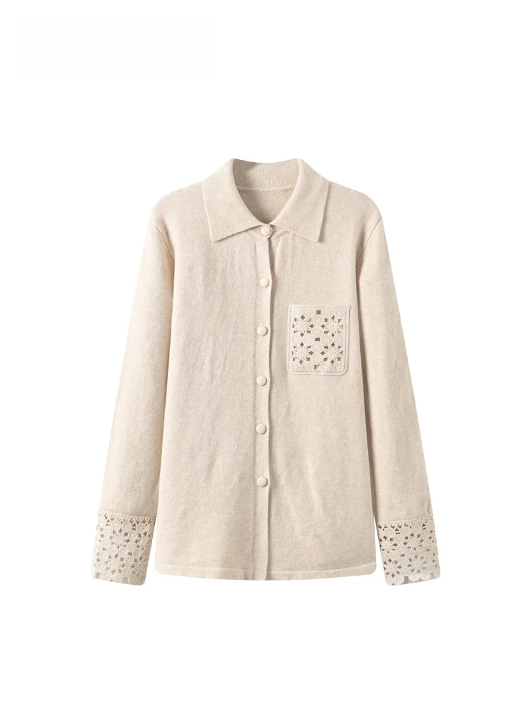 

Ele plus Size Long Sve Hollow out irt Women's Autumn Winter Faion Design Slimming Top for Plump Sister