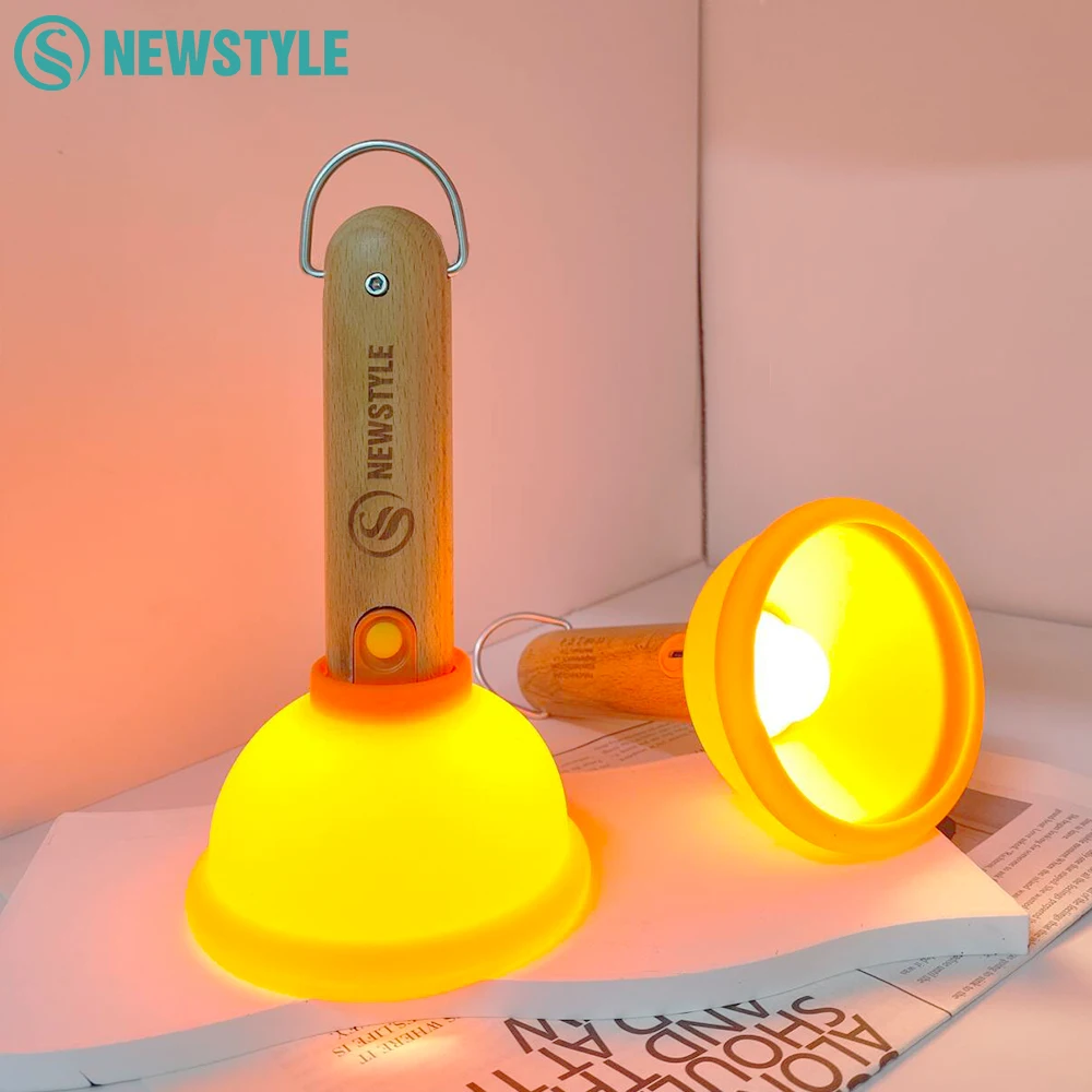 Cute Plunger Silicone Night Light USB Rechargeable Stepless Dimming Sleep Night Lamp for Children's Room Decor