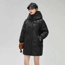 High Quality Medium To Long Size Down Coat For Women's Korean Version 90 White Duck Down Winter Jacket For Women's C27