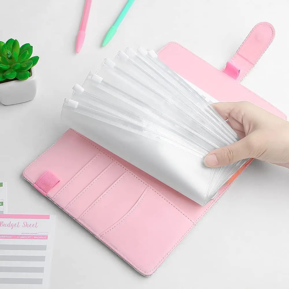 A6 Budget Binder 6 Ring Notebook with Binder Pockets, Expense Budget Sheets, Letter Sticker Labels, Saving Cash Envelopes System