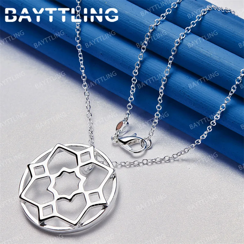 

Charming 925 Sterling Silver 16-30 Inch Beautiful Heart Shaped Clover Pendant Necklace for Women Engagement Jewelry Accessories