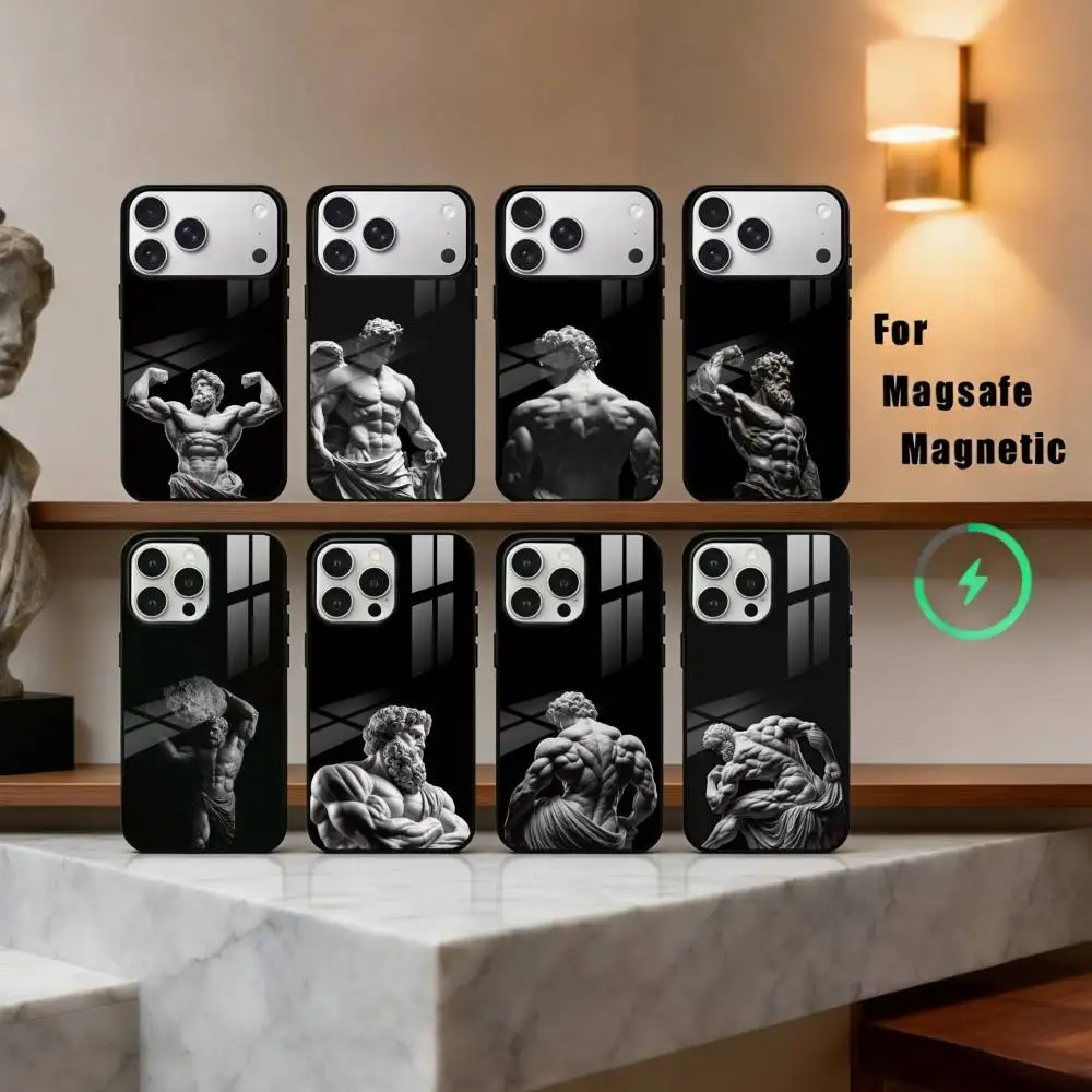 

Greek Mythology Statue Fitness GYM Phone Case For iPhone17,16,15,14,13,12,11 Plus,Pro Max Magnetic For Magsafe Wireless Charging
