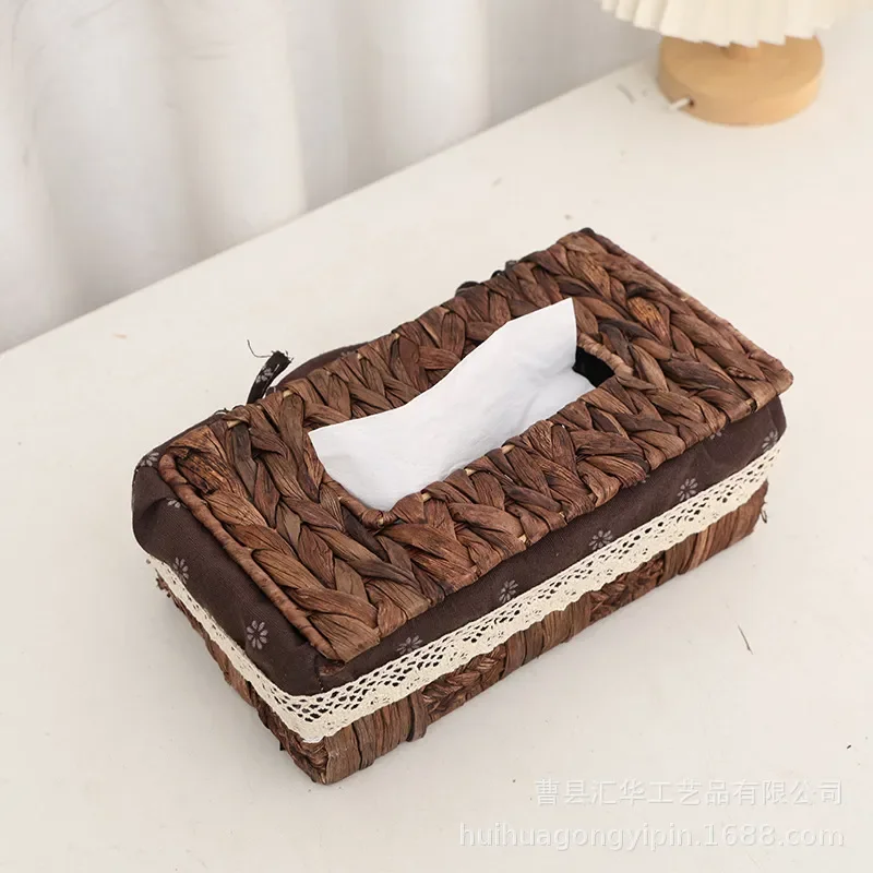 Handmade Woven Gourd Grass Tissue Box Creative Desktop Napkin Holder with Lid Natural Straw Storage Container for Home Decor
