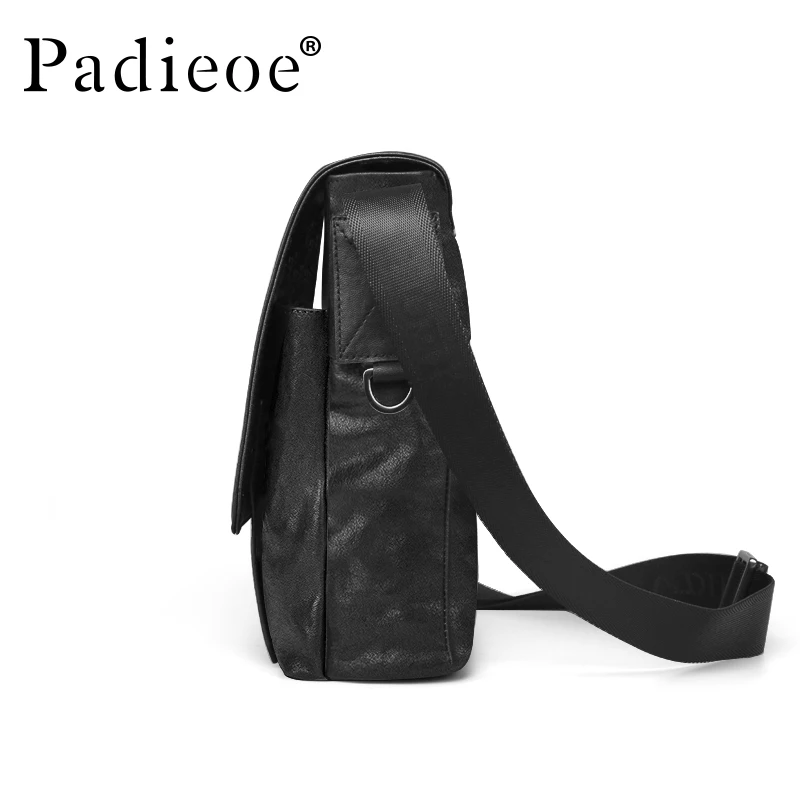 PADIEOE Men\'s Bag Leather Shoulder Bag Business Leisure Crossbody Bag Cowhide Large Capacity Men\'s Travel Backpack