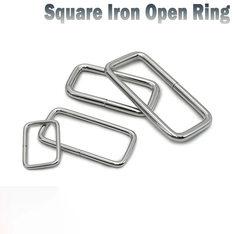 20 Pcs Square Iron Open Ring Heavy Duty Thickened Leather Bag Backpack Strap Belt Web Rectangle Square Loop O D Loop Ring