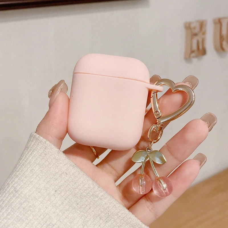 Red Cherry Heart Pendant Earphone Case for AirPods Pro2/Pro3/Pro Soft Silicone Protection Cover for AirPod 1 2 3 4 New Keychain