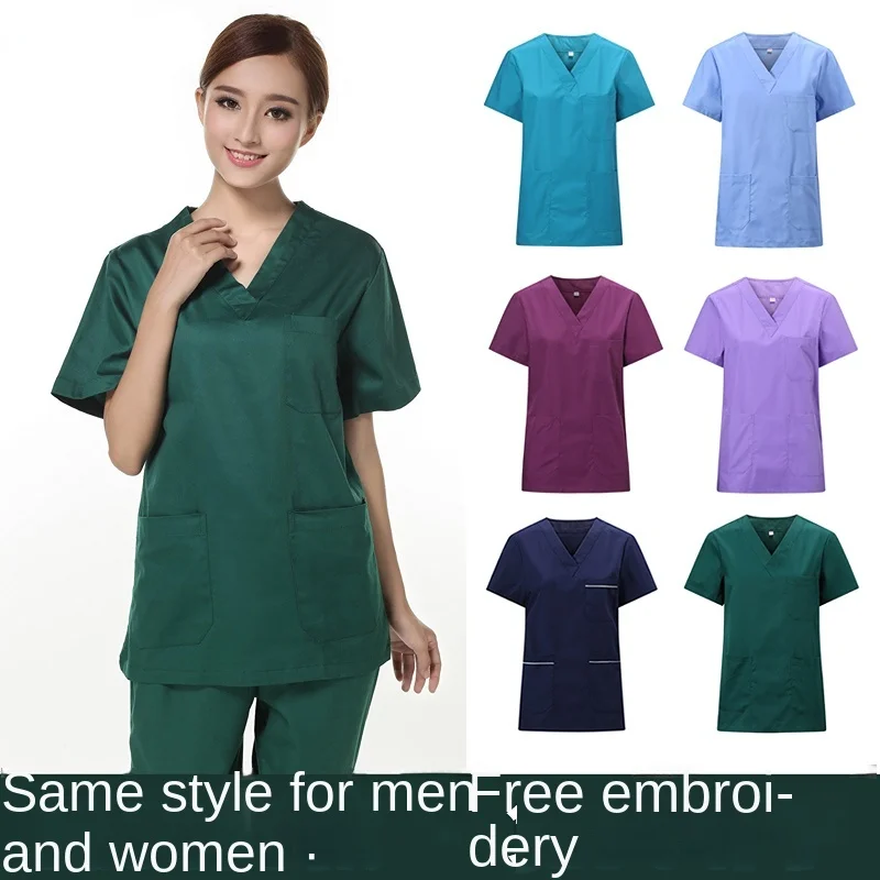 Washing clothes Women's operating room cotton short sleeve brush summer thin long sleeve isolation dental hygienist work clothes