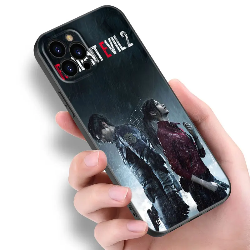 R-Resident E-Evil Game Black Silicone Phone Case For Apple iPhone 12 13 Mini 11 14 15 16 Pro Max 7 8 Plus